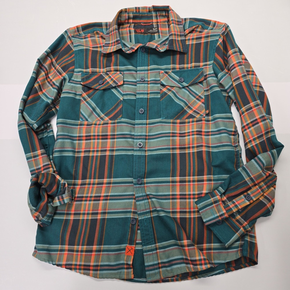 Mountain Hardwear Mens Small S Plaid Flannel Long Sleeve Button Down Shirt Green